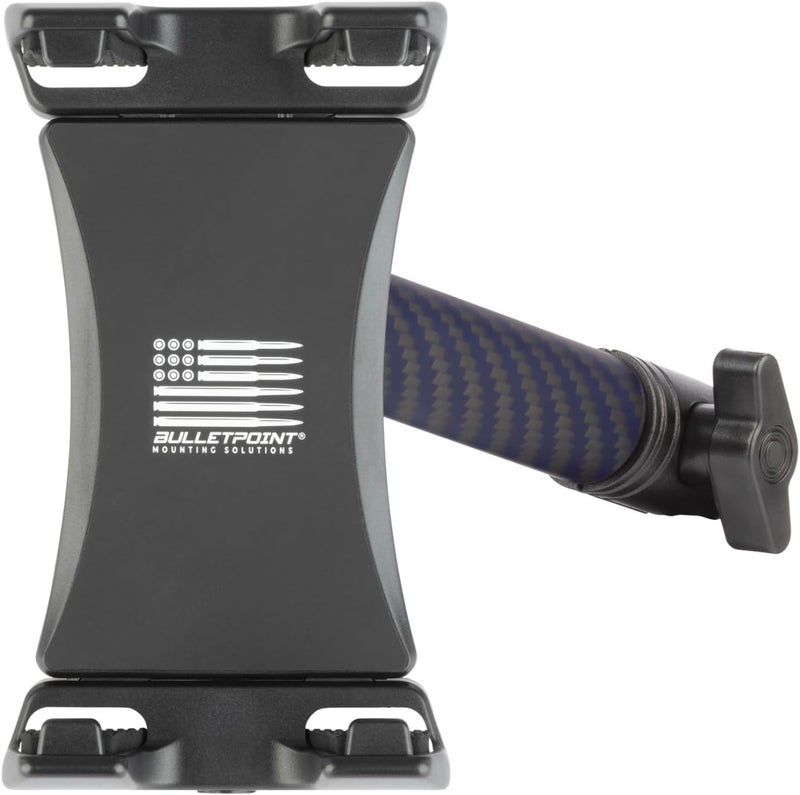 Bulletpoint Mounting Solutions Universal Tablet Mount for Truck Compatible with Apple iPad & Samsung Tablets - 20mm Integrated Ball with 7cm Matte Carbon Fiber + Kevlar Mounting Arm - Image 1